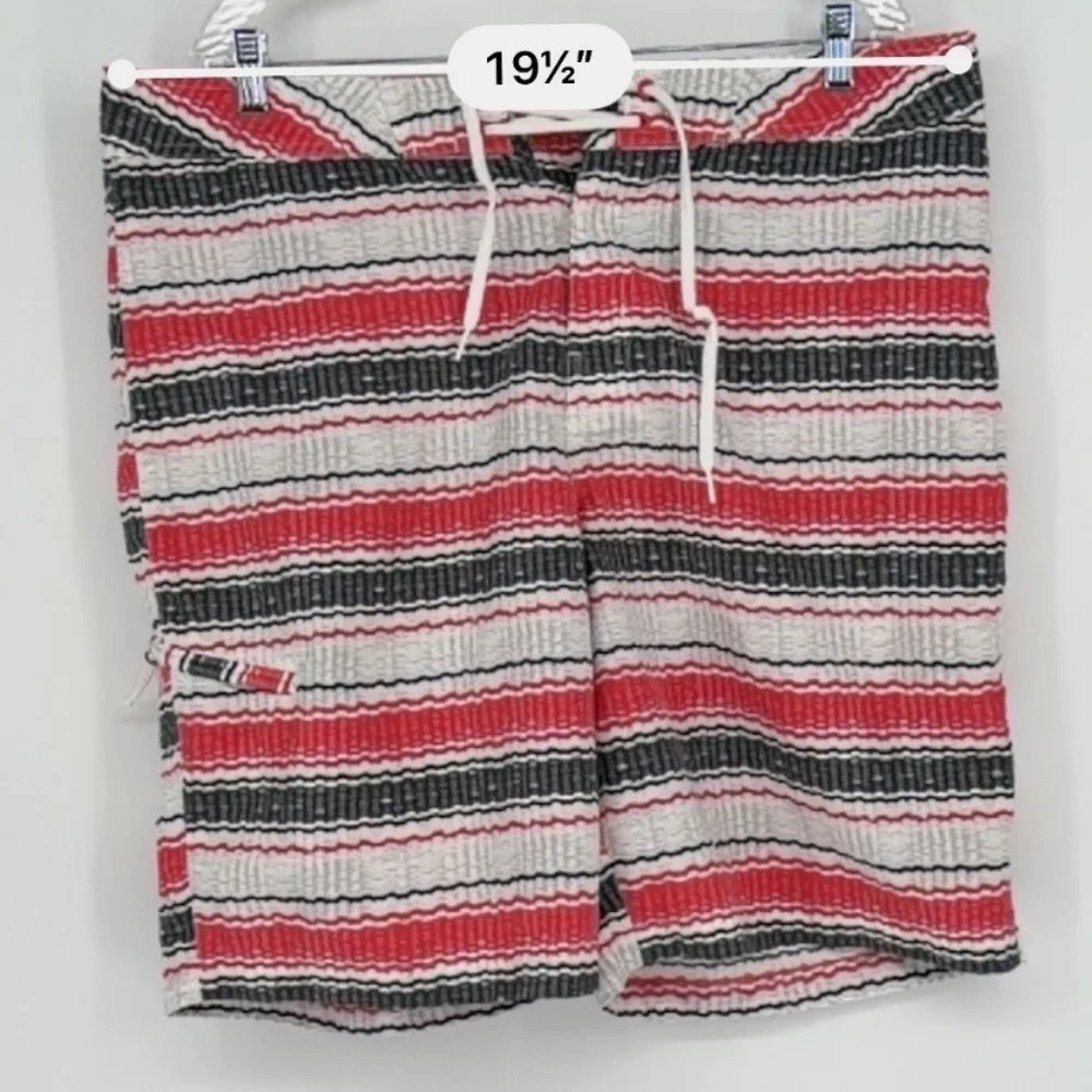 Columbia Omni Shield Swim Trunks Board Shorts Red Black White Stripe 38 48 99-19